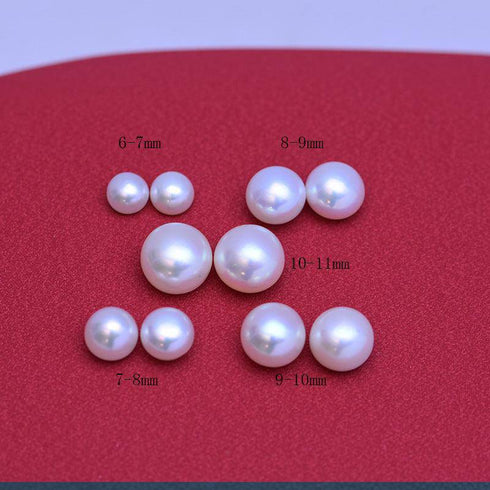 Black Button Freshwater Pearl Stud Earrings - May-Lynn